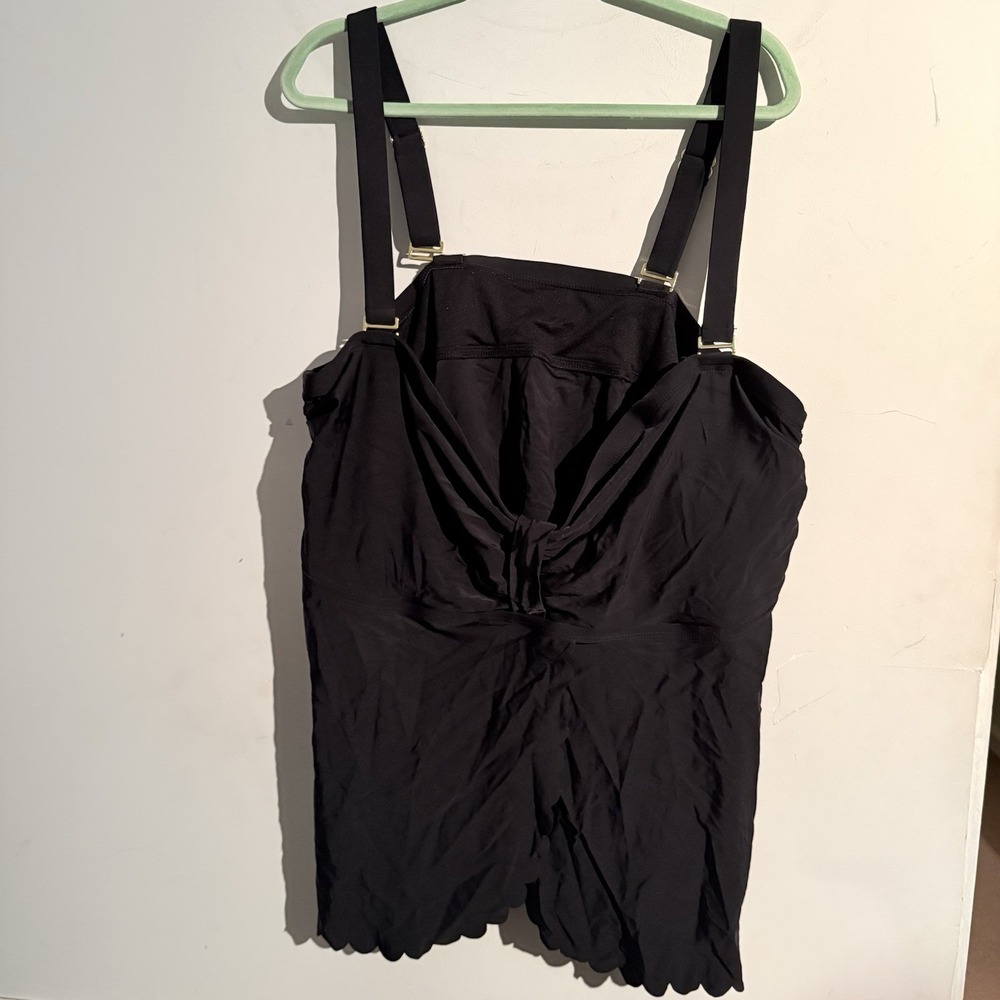 Terra Sky 5X 32/34‎ Plus Size Tankini Black Bathing Suit Top Modest NWT